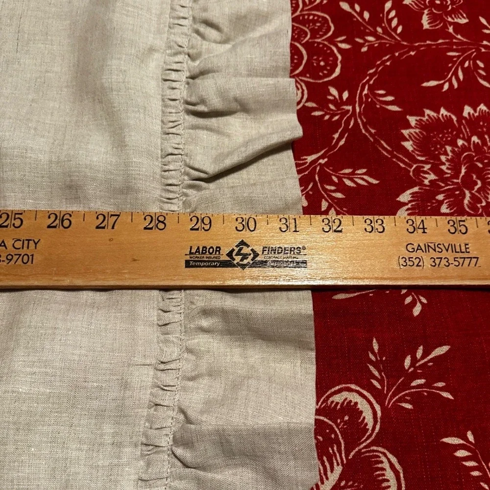 Pottery Barn 100% Linen Ruffle Euro Sham 26x26 Natural Flax Beige Square Pillow